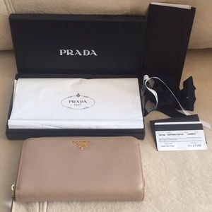 Prada Saffiano Wallet In “Cammeo”